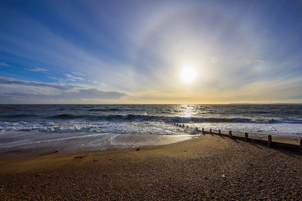 Hayling Island Portsmouth - december 2013 the sun over the sea