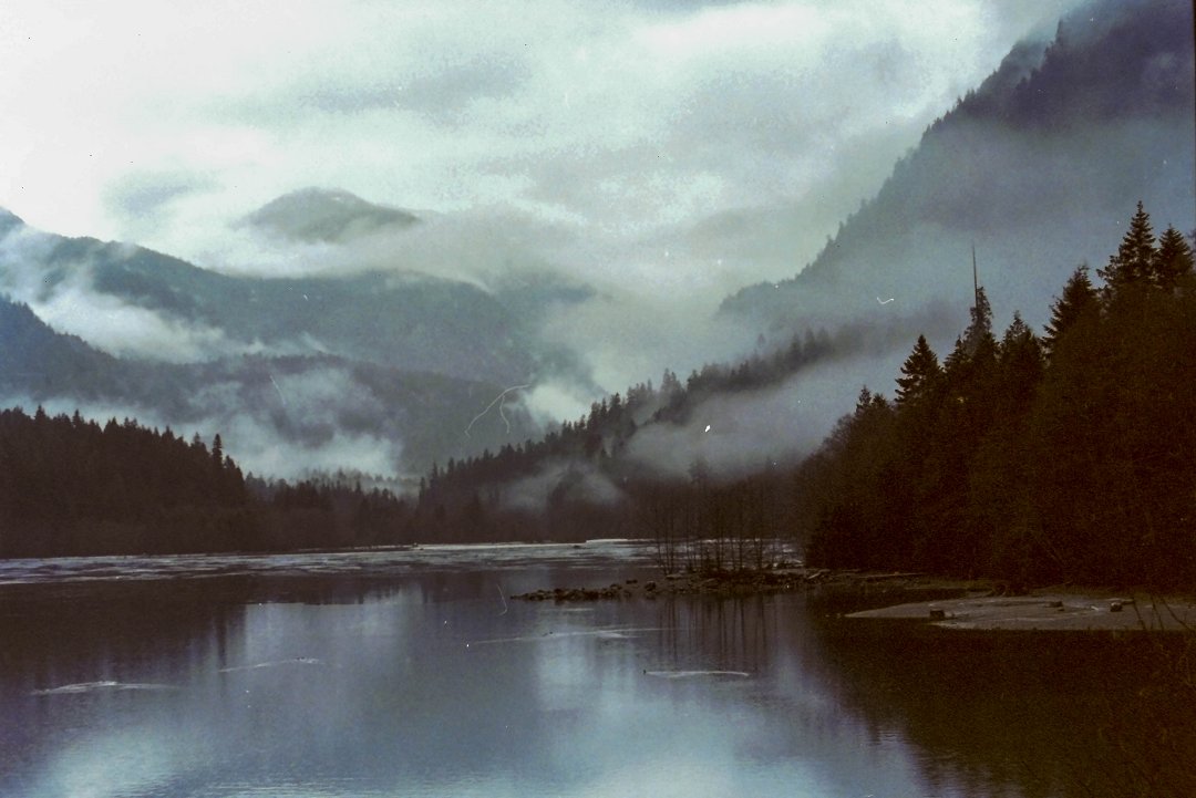 Seattle, USA - november 2000 dimma i bergen
