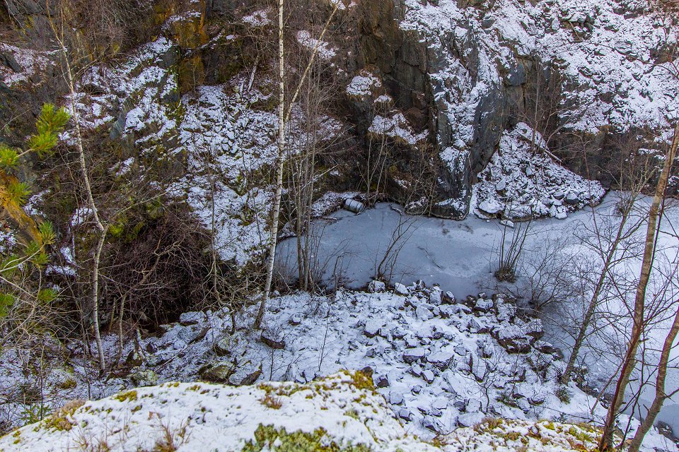 Norberg Åsgruvan - december 2016 en gammal tunna i botten av gruvan