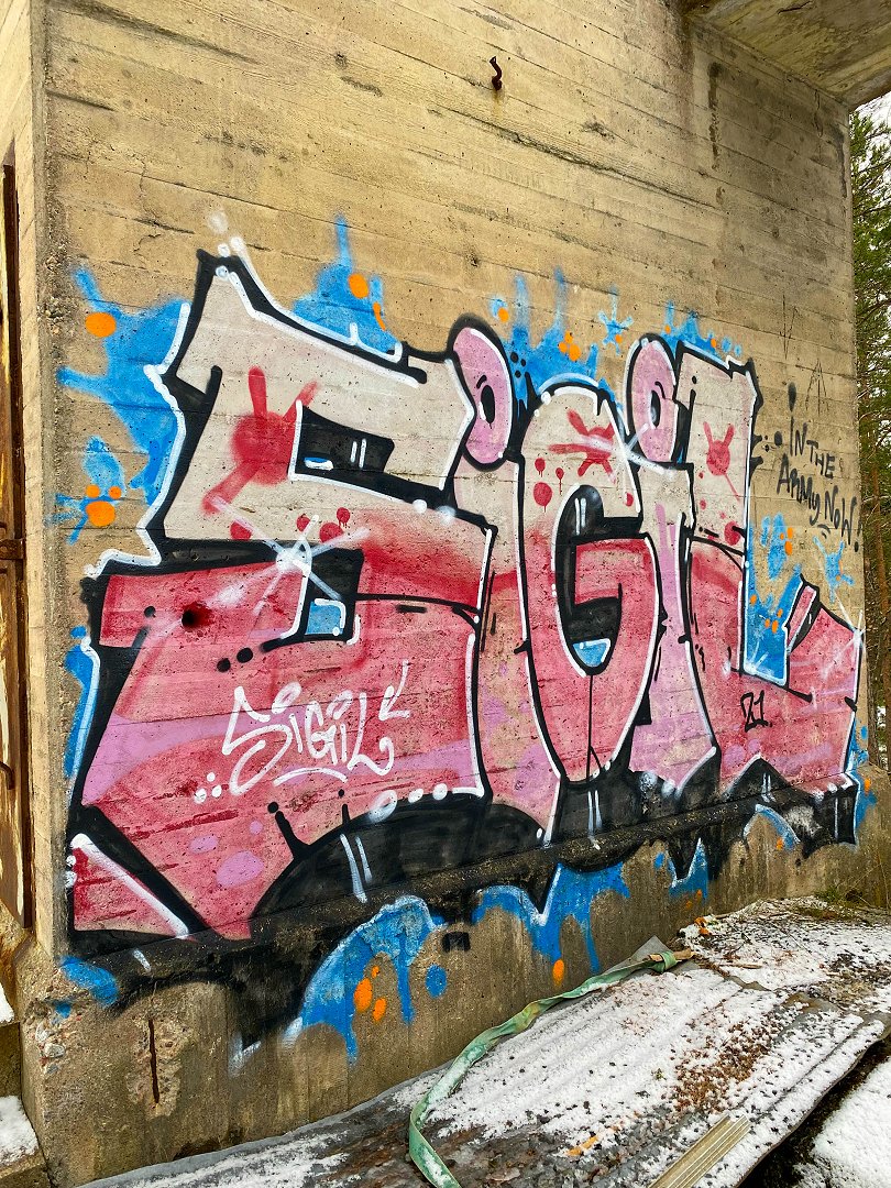 Rindö Luftvärnstorn – februari 2023 sigil graffiti